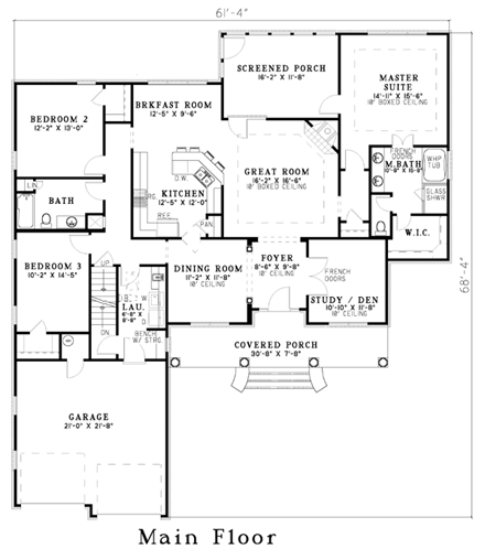 House Plan 62320 First Level Plan