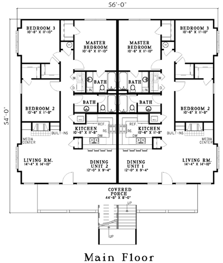 Multi-Family Plan 62322 First Level Plan