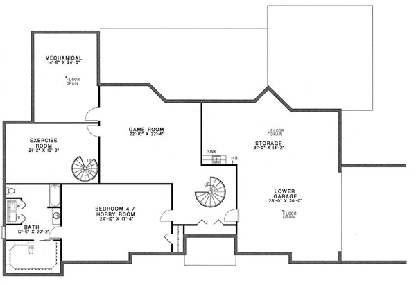 One-Story Lower Level of Plan 62325