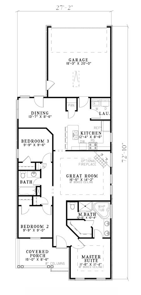 Narrow Lot One-Story Level One of Plan 62326