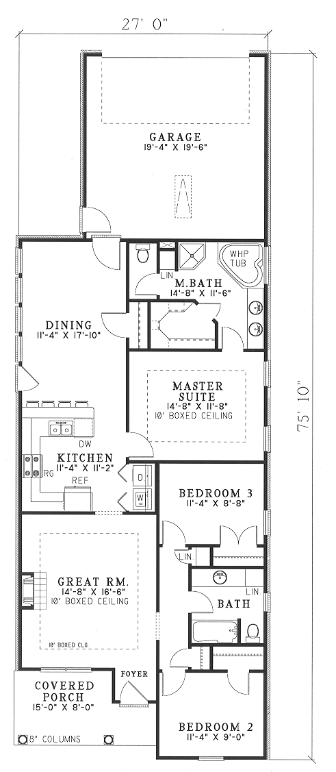 Narrow Lot One-Story Level One of Plan 62327