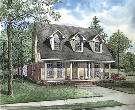 Cape Cod Colonial Country Elevation of Plan 62328