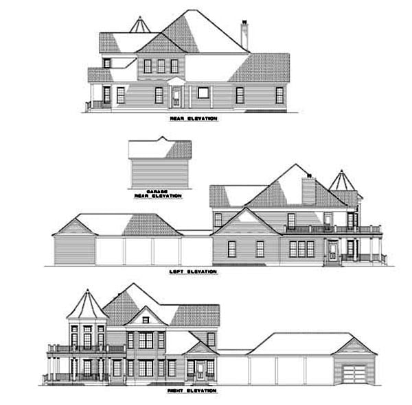 Farmhouse Victorian Rear Elevation of Plan 62331