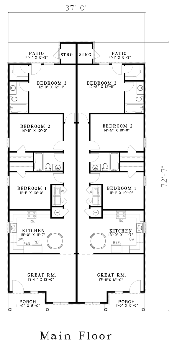 Narrow Lot One-Story Level One of Plan 62332