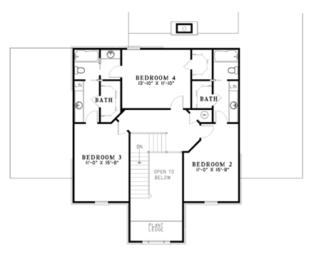 House Plan 62337 Second Level Plan