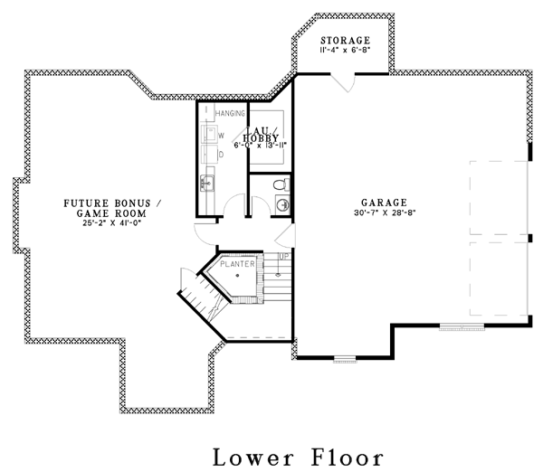 One-Story Lower Level of Plan 62339