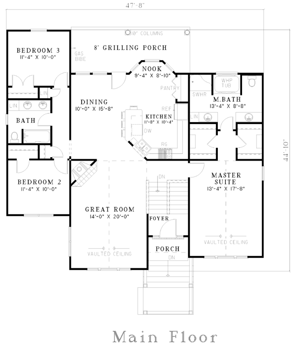 Plan 62342 | One-Story Style with 3 Bed, 2 Bath, 2 Car Garage