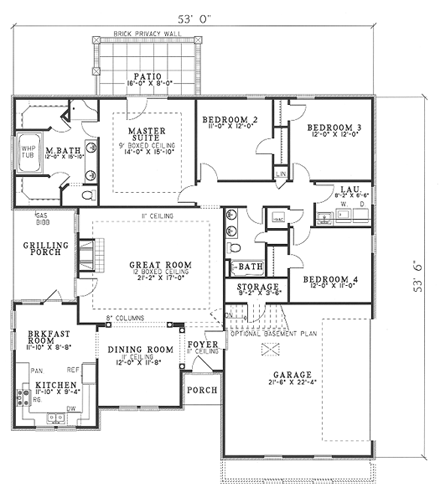 House Plan 62345 First Level Plan