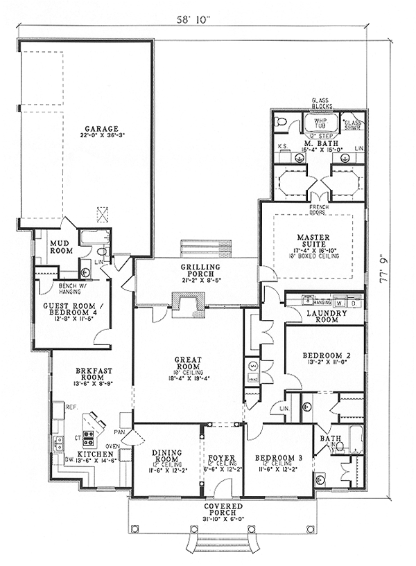 House Plan 62347 First Level Plan