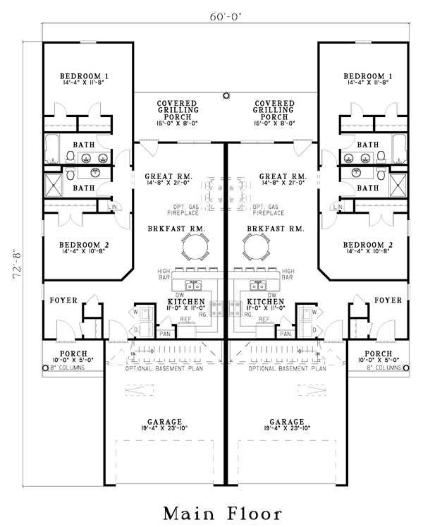 One-Story Traditional Level One of Plan 62350