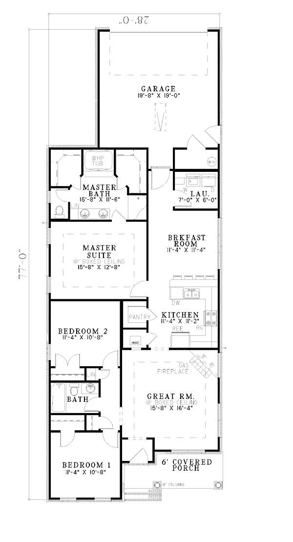 Narrow Lot One-Story Level One of Plan 62359