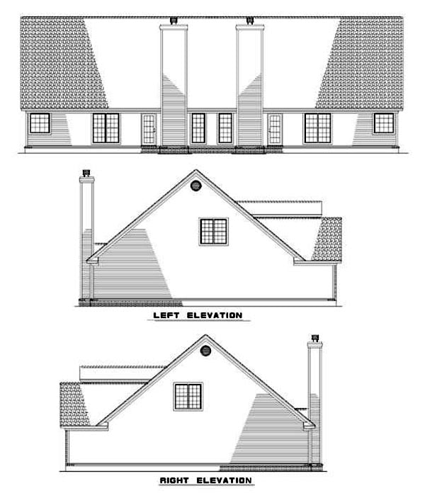 Traditional Rear Elevation of Plan 62360