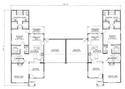 Multi-Family Plan 62362 First Level Plan