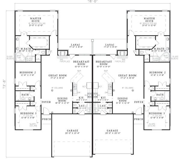 Narrow Lot One-Story Level One of Plan 62364