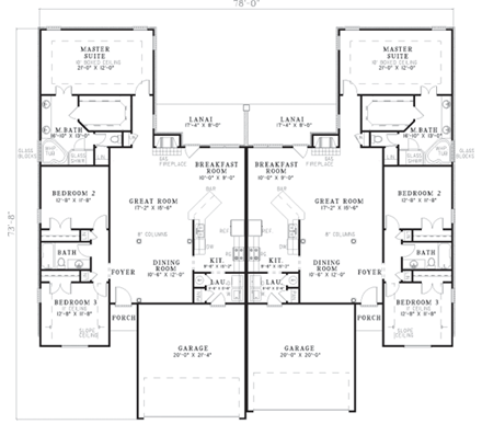 Multi-Family Plan 62364 First Level Plan