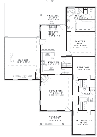 One-Story Ranch Level One of Plan 62366