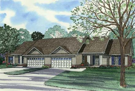 One-Story Ranch Elevation of Plan 62376