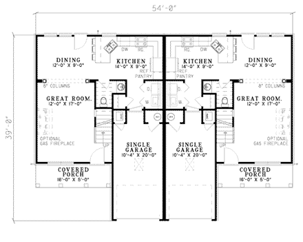 Multi-Family Plan 62377 First Level Plan