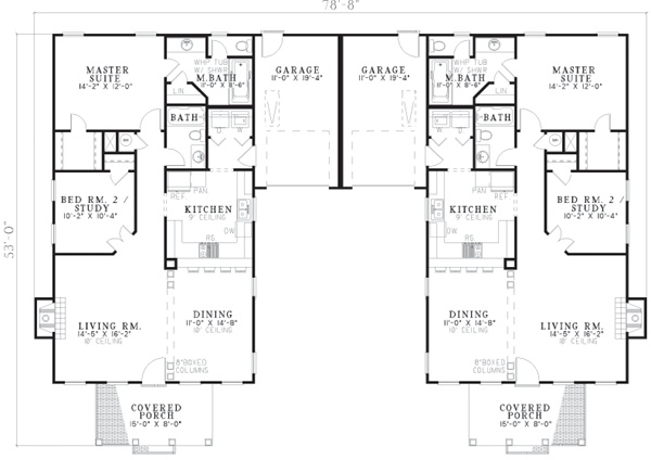 One-Story Traditional Level One of Plan 62378