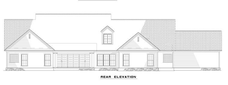 Country Southern Traditional Rear Elevation of Plan 62383