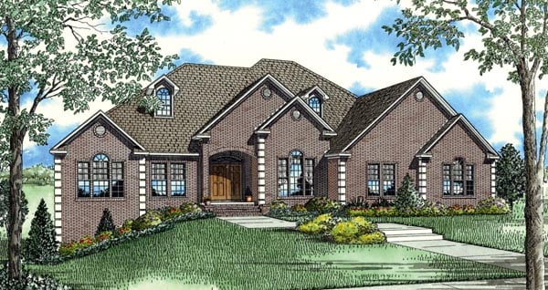 Plan with 4510 Sq. Ft., 4 Bedrooms, 5 Bathrooms, 2 Car Garage Elevation