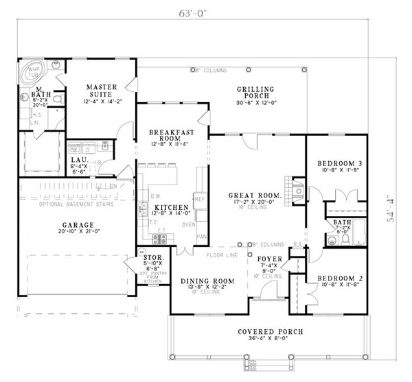 Country Ranch Southern Level One of Plan 62388