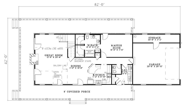 Country Farmhouse Southern Level One of Plan 62389