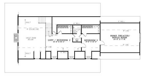 Country Farmhouse Southern Level Two of Plan 62389