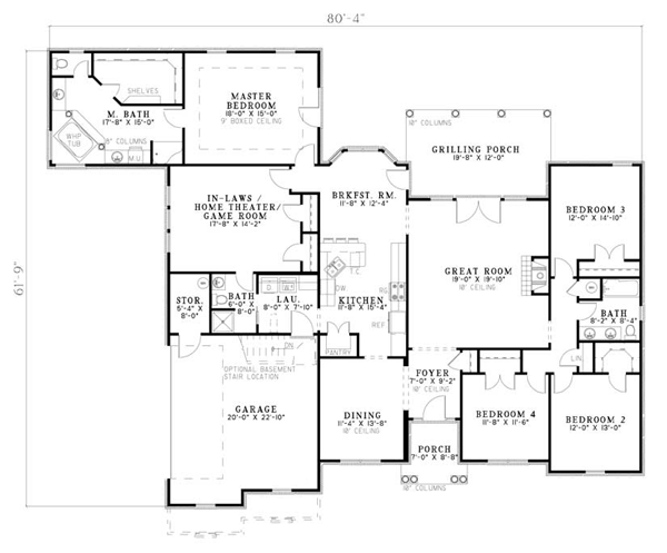 One-Story Level One of Plan 62391