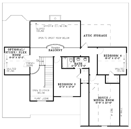 House Plan 62393 Second Level Plan