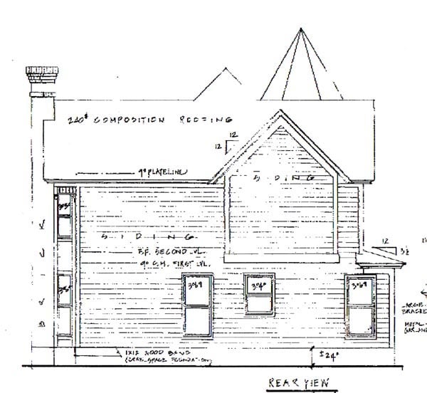 Victorian Rear Elevation of Plan 62408