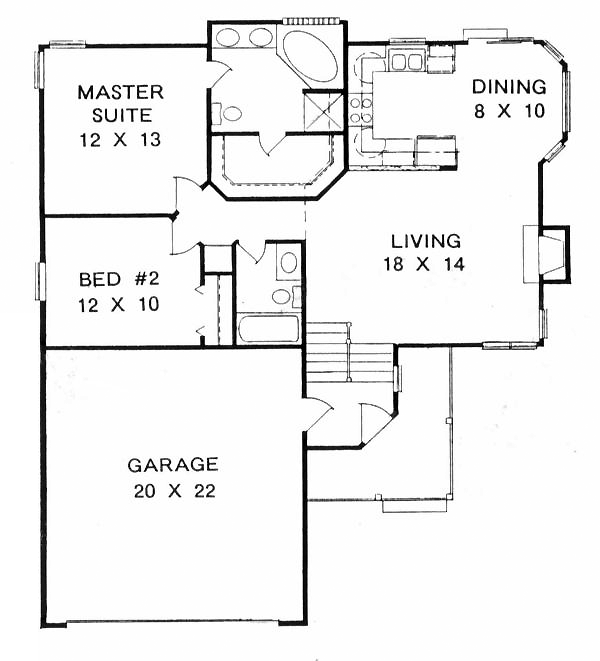 Narrow Lot One-Story Traditional Level One of Plan 62505