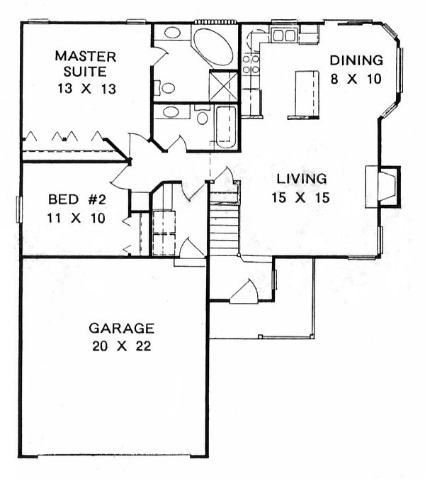 Narrow Lot One-Story Traditional Level One of Plan 62507