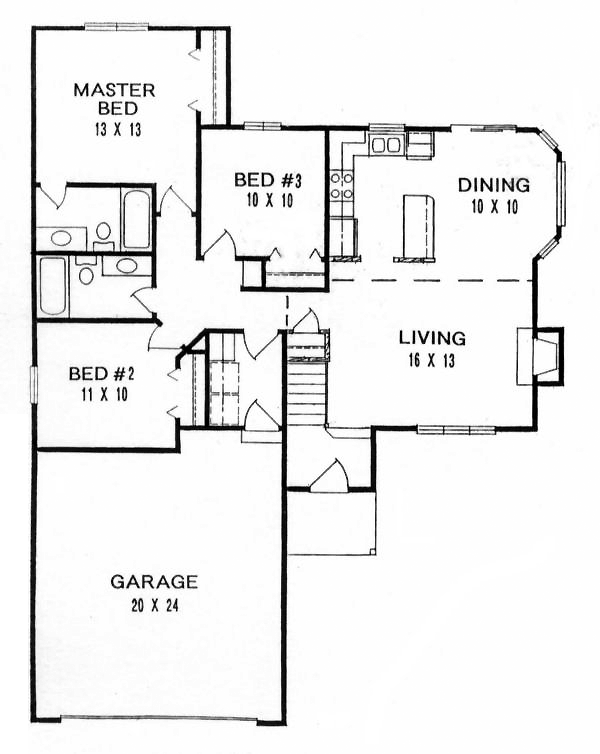 One-Story Traditional Level One of Plan 62513
