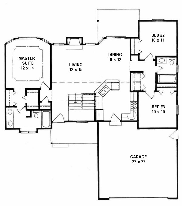 One-Story Traditional Level One of Plan 62521