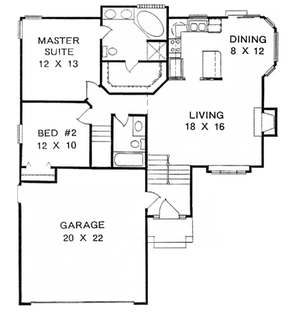 House Plan 62522 First Level Plan