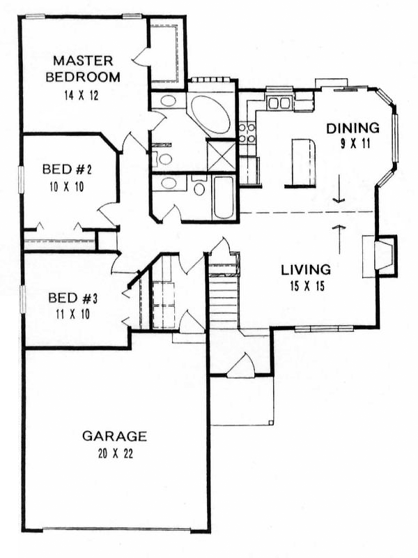 Narrow Lot One-Story Traditional Level One of Plan 62524