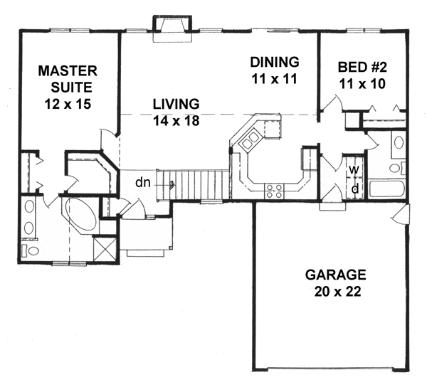 One-Story Traditional Level One of Plan 62525