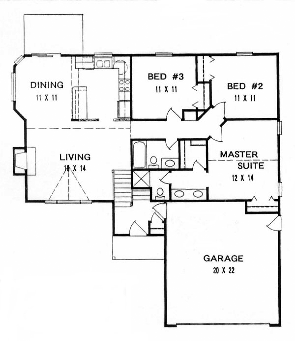 One-Story Traditional Level One of Plan 62529