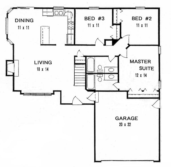 One-Story Traditional Level One of Plan 62531