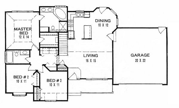 One-Story Ranch Level One of Plan 62532