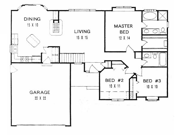 One-Story Traditional Level One of Plan 62539