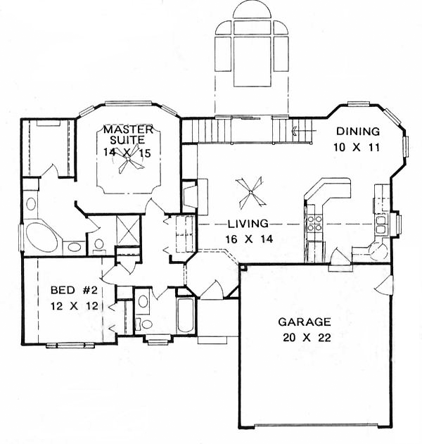 One-Story Traditional Level One of Plan 62540