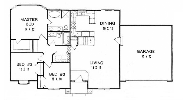 One-Story Traditional Level One of Plan 62545