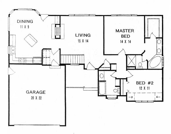 One-Story Traditional Level One of Plan 62548