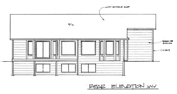 One-Story Traditional Rear Elevation of Plan 62550