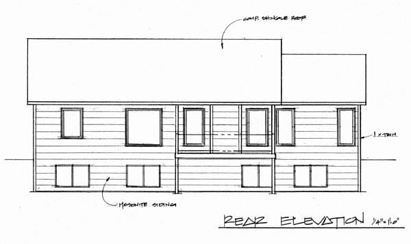 One-Story Traditional Rear Elevation of Plan 62551