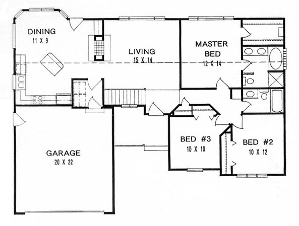 One-Story Traditional Level One of Plan 62553