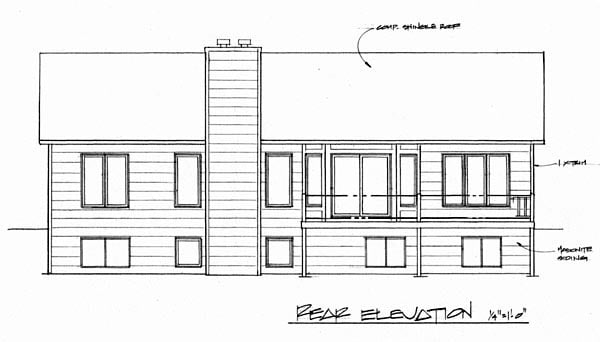 Traditional Rear Elevation of Plan 62556