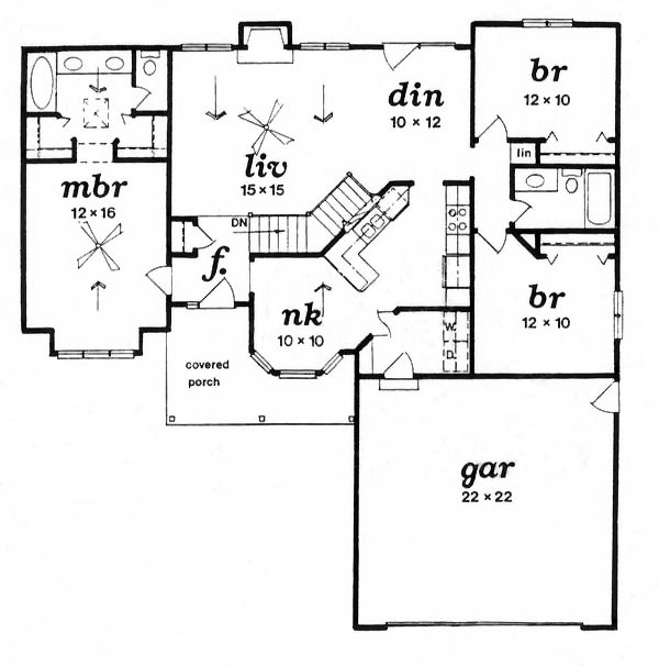 One-Story Ranch Level One of Plan 62558